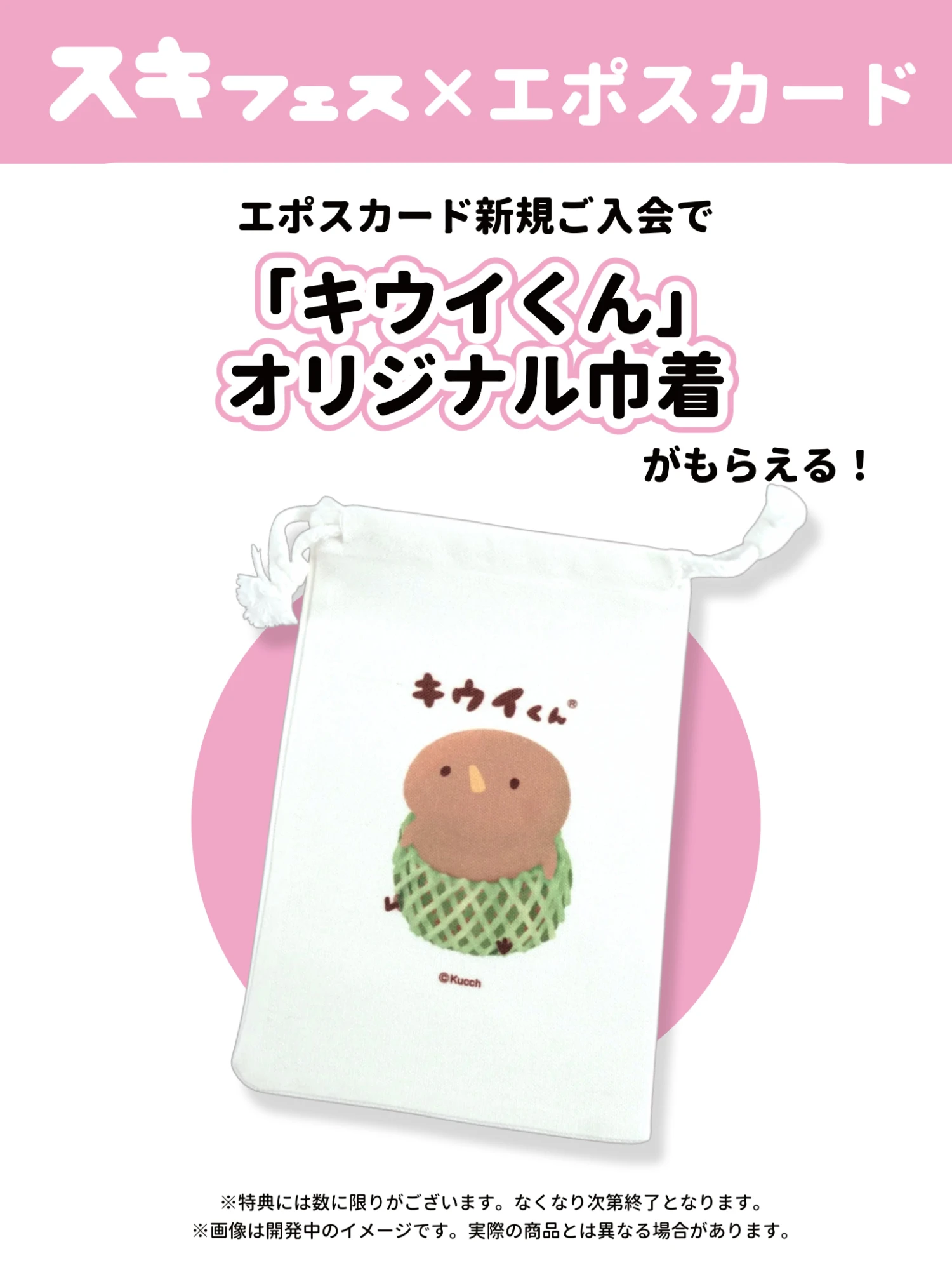 スキフェス×エポスカード エポスカード新規ご入会で「キウイくん」オリジナル巾着がもらえる